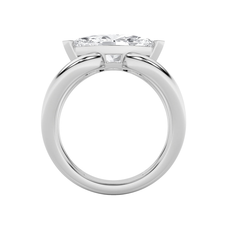 2CTW Marquise Shaped Lab Grown Diamond (G/VS) East West Solitaire Fancy Ring in 14K Gold