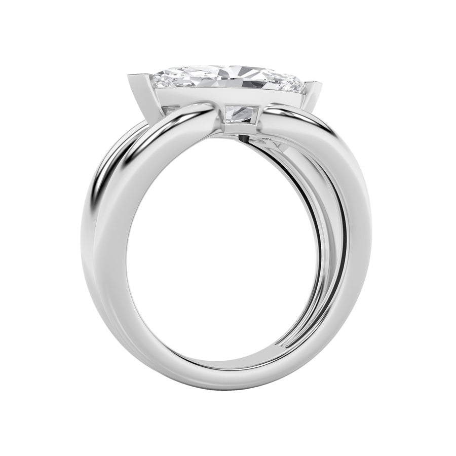 2CTW Marquise Shaped Lab Grown Diamond (G/VS) East West Solitaire Fancy Ring in 14K Gold