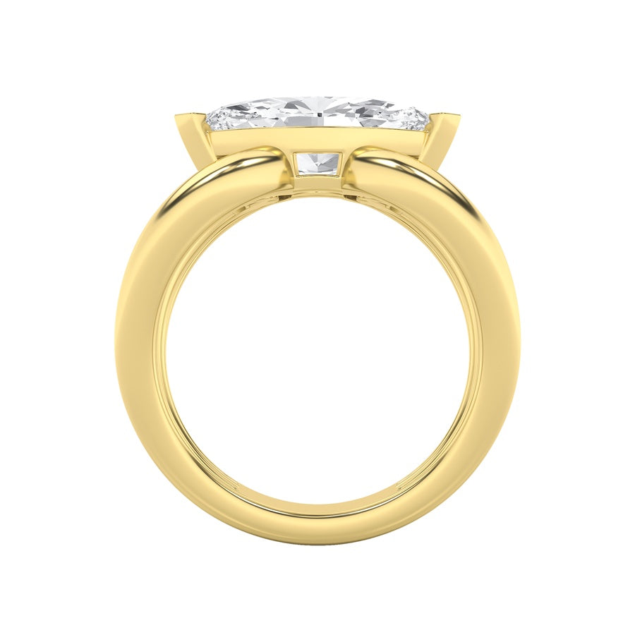 2CTW Marquise Shaped Lab Grown Diamond (G/VS) East West Solitaire Fancy Ring in 14K Gold