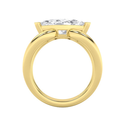 2CTW Marquise Shaped Lab Grown Diamond (G/VS) East West Solitaire Fancy Ring in 14K Gold