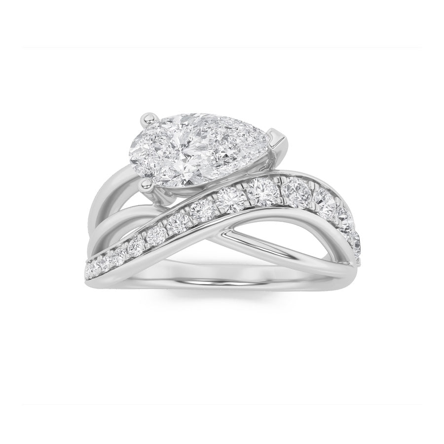 2CTW Pear Shaped Lab Grown Diamond (G/VS) Ring in 14K Gold
