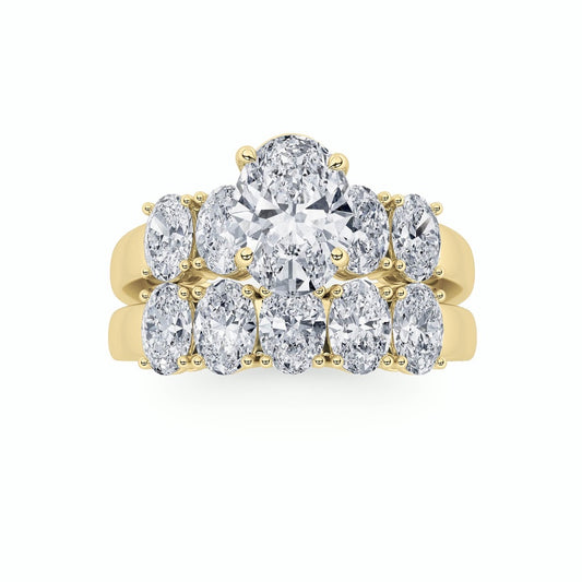2.5CTW Oval Shaped Lab Grown Diamond (G/VS) Bridal Set with Matching Band and  Ring in 14K Gold