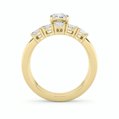 2.5CTW Oval Shaped Lab Grown Diamond (G/VS) Bridal Set with Matching Band and  Ring in 14K Gold