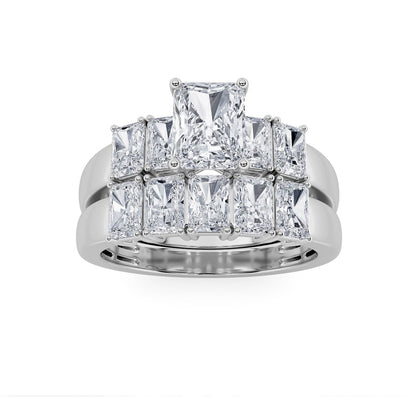 2.5CTW Radiant Shaped Lab Grown Diamond (G/VS) Bridal Set with Matching Band and  Ring in 14K Gold