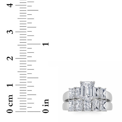 2.5CTW Radiant Shaped Lab Grown Diamond (G/VS) Bridal Set with Matching Band and  Ring in 14K Gold