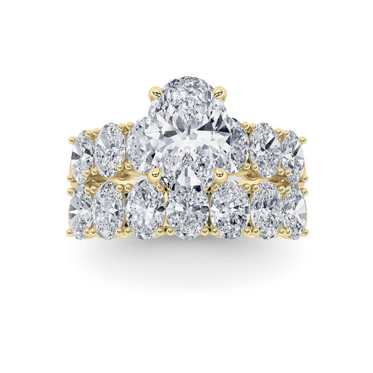 3.5CTW Oval Shaped Lab Grown Diamond (G/VS) Bridal Set with Matching Band and  Ring in 14K Gold