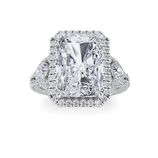 6.25CTW Radiant Shaped Lab Grown Diamond (G/VS) Bold Accented Statement Engagement Ring in 14K Gold
