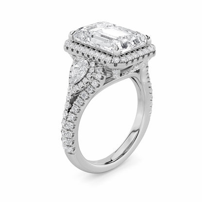6.25CTW Radiant Shaped Lab Grown Diamond (G/VS) Bold Accented Statement Engagement Ring in 14K Gold