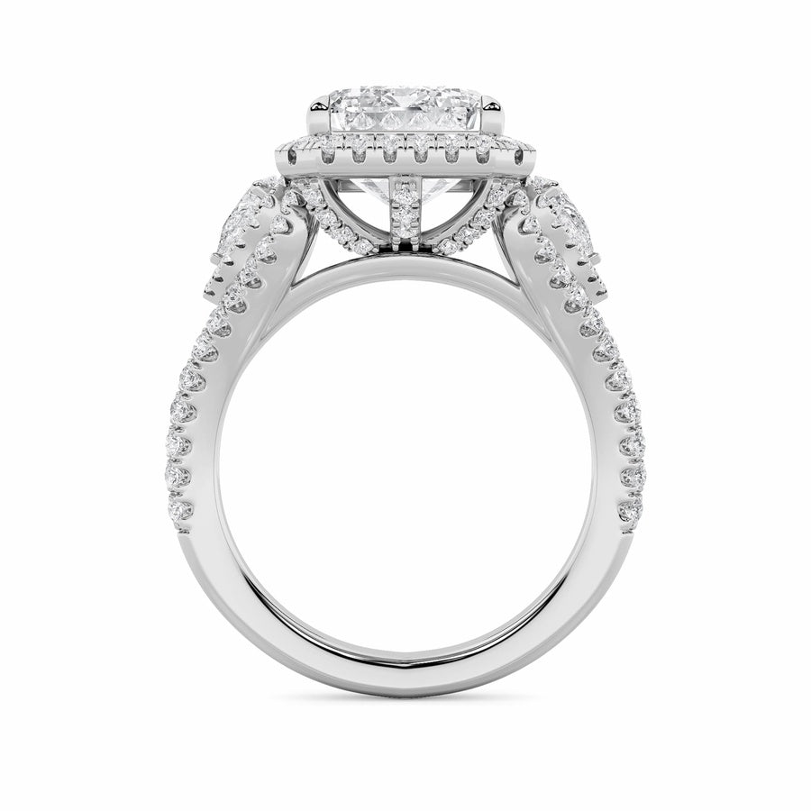 6.25CTW Radiant Shaped Lab Grown Diamond (G/VS) Bold Accented Statement Engagement Ring in 14K Gold