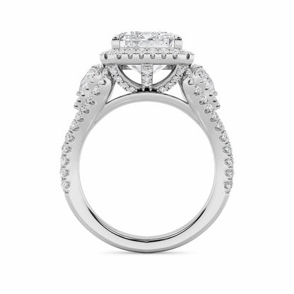 6.25CTW Radiant Shaped Lab Grown Diamond (G/VS) Bold Accented Statement Engagement Ring in 14K Gold