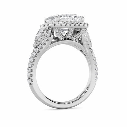 6.25CTW Radiant Shaped Lab Grown Diamond (G/VS) Bold Accented Statement Engagement Ring in 14K Gold
