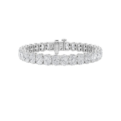 13.5CTW Oval Shaped Lab Grown Diamond (F/VS) East West Line Bracelet in 14K Gold