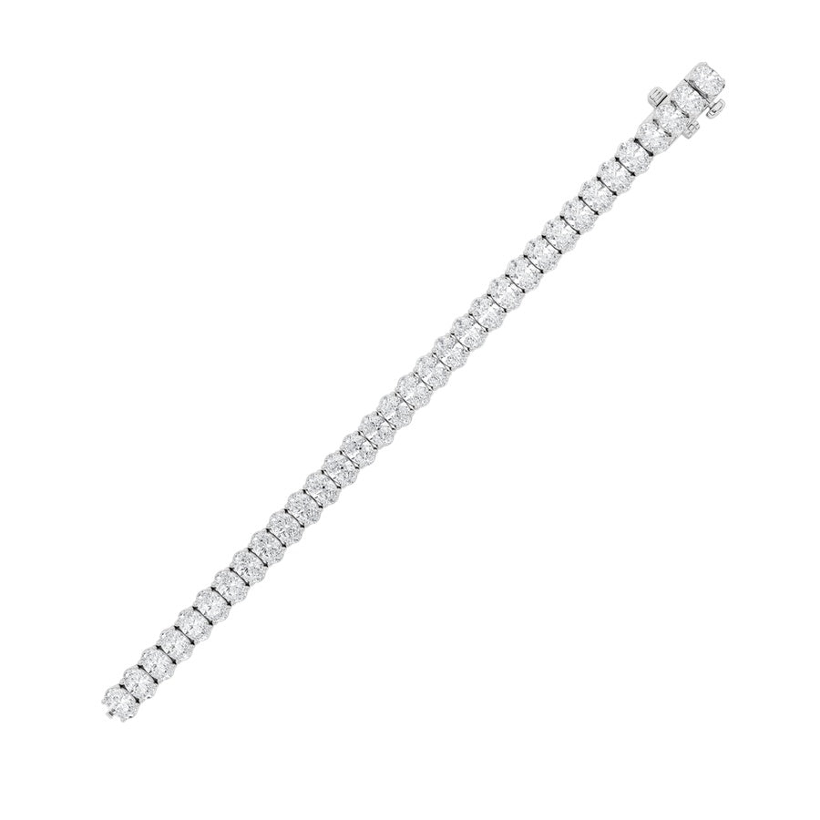 13.5CTW Oval Shaped Lab Grown Diamond (F/VS) East West Line Bracelet in 14K Gold
