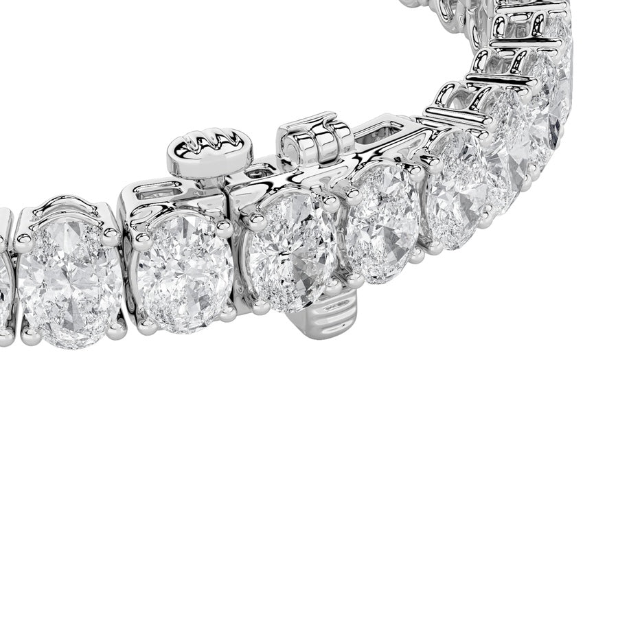 13.5CTW Oval Shaped Lab Grown Diamond (F/VS) East West Line Bracelet in 14K Gold