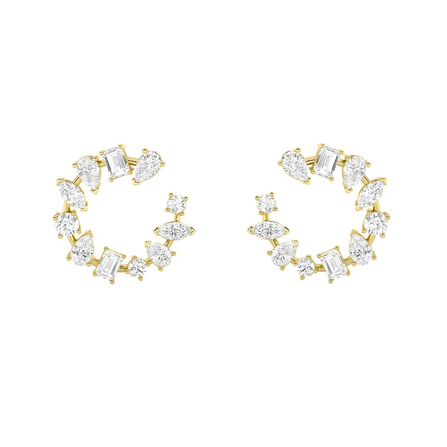 5Cttw Mix Shaped Lab Grown Diamond (F/VS) Fancy Circle Earrings in 14K Gold