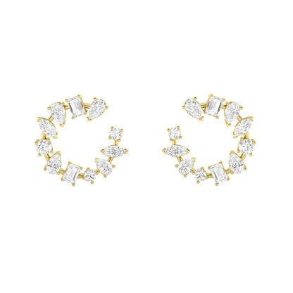 5Cttw Mix Shaped Lab Grown Diamond (F/VS) Fancy Circle Earrings in 14K Gold