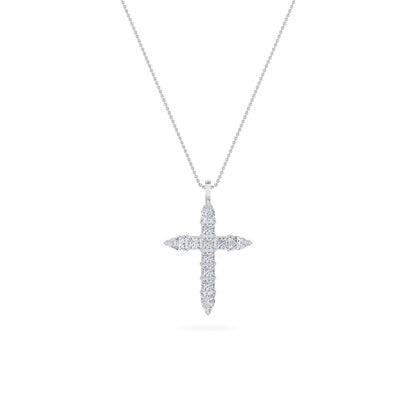 3.5CTW Pear Shaped Lab Grown Diamond (F/VS) Cross Pendant in 14K White Gold