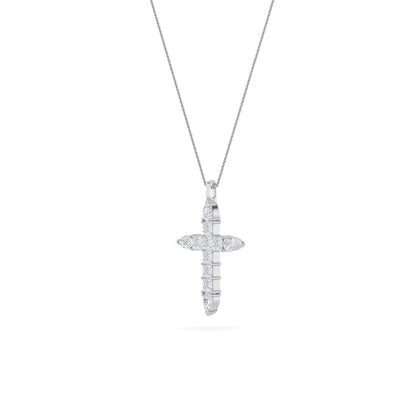 3.5CTW Pear Shaped Lab Grown Diamond (F/VS) Cross Pendant in 14K White Gold