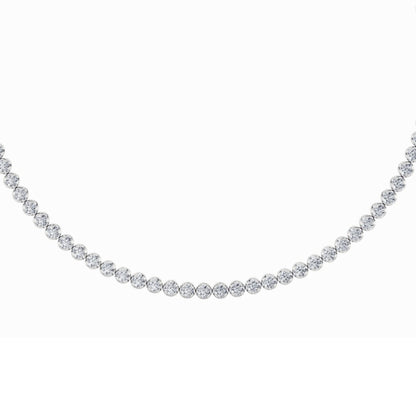 15CTW Round Shaped Lab Grown Diamond (F/VS) Bezel Set Tennis Necklace in 14K White Gold