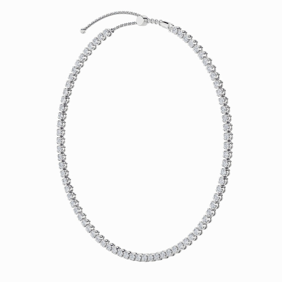 15CTW Round Shaped Lab Grown Diamond (F/VS) Bezel Set Tennis Necklace in 14K White Gold