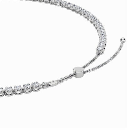 15CTW Round Shaped Lab Grown Diamond (F/VS) Bezel Set Tennis Necklace in 14K White Gold