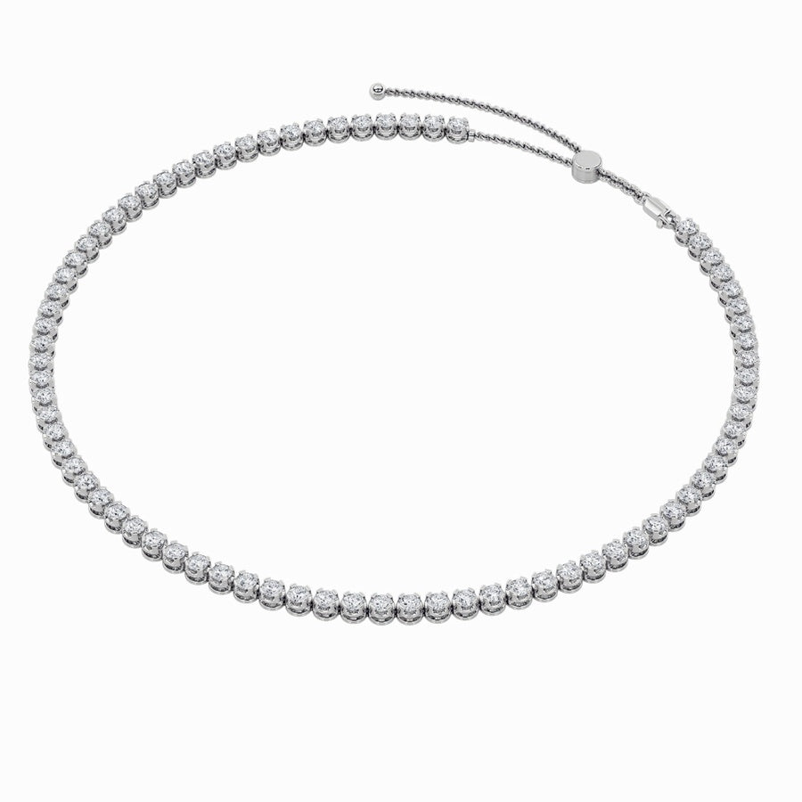 15CTW Round Shaped Lab Grown Diamond (F/VS) Bezel Set Tennis Necklace in 14K White Gold