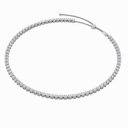 15CTW Round Shaped Lab Grown Diamond (F/VS) Bezel Set Tennis Necklace in 14K White Gold