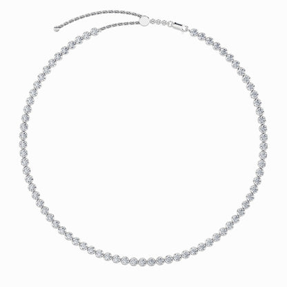 15CTW Round Shaped Lab Grown Diamond (F/VS) Bezel Set Tennis Necklace in 14K White Gold