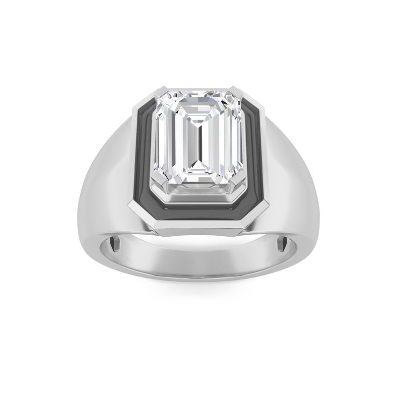 3CTW Emerald Shaped Lab Grown Diamond (F/VS) Mens Ring in 14K Gold