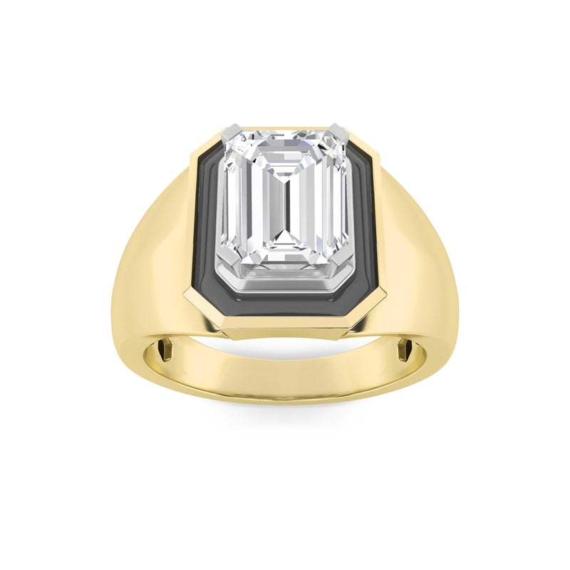 3CTW Emerald Shaped Lab Grown Diamond (F/VS) Mens Ring in 14K Gold