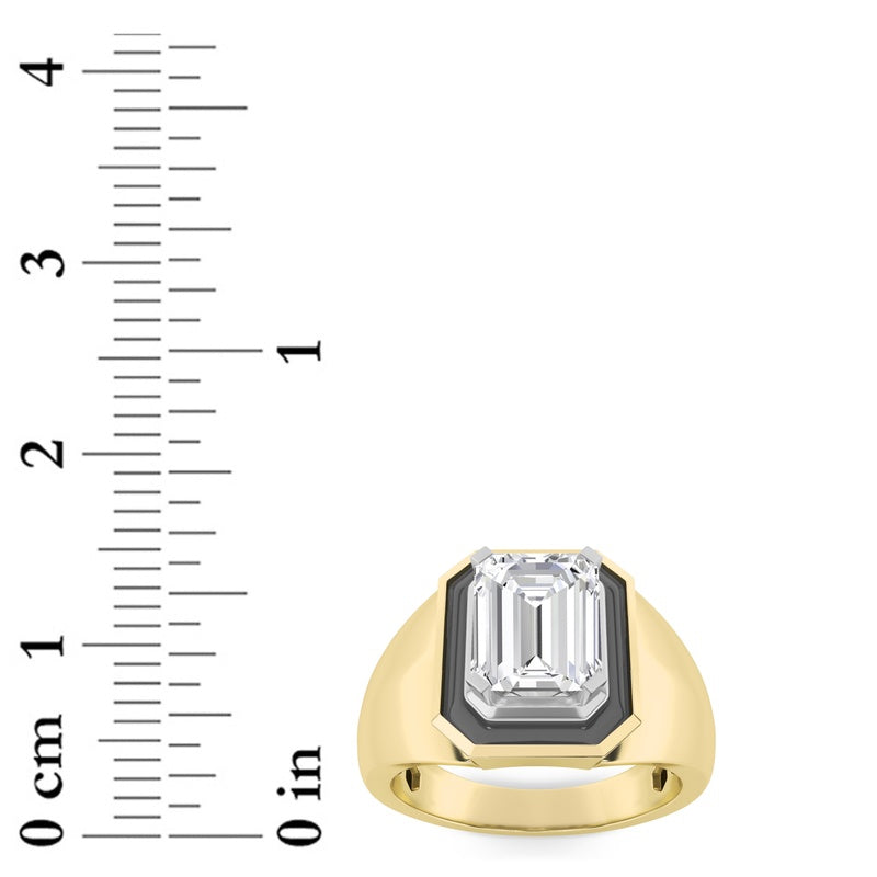 3CTW Emerald Shaped Lab Grown Diamond (F/VS) Mens Ring in 14K Gold