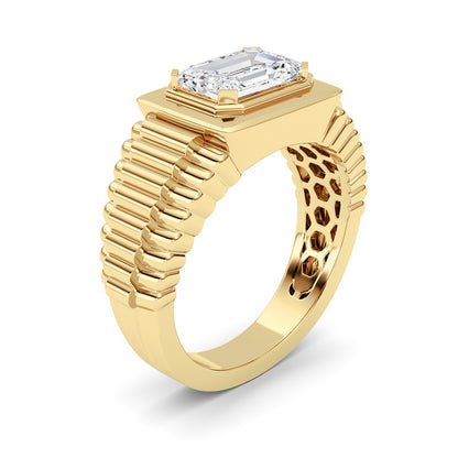 2.5CTW Emerald Shaped Lab Grown Diamond (F/VS) Mens Ring in 14K Gold