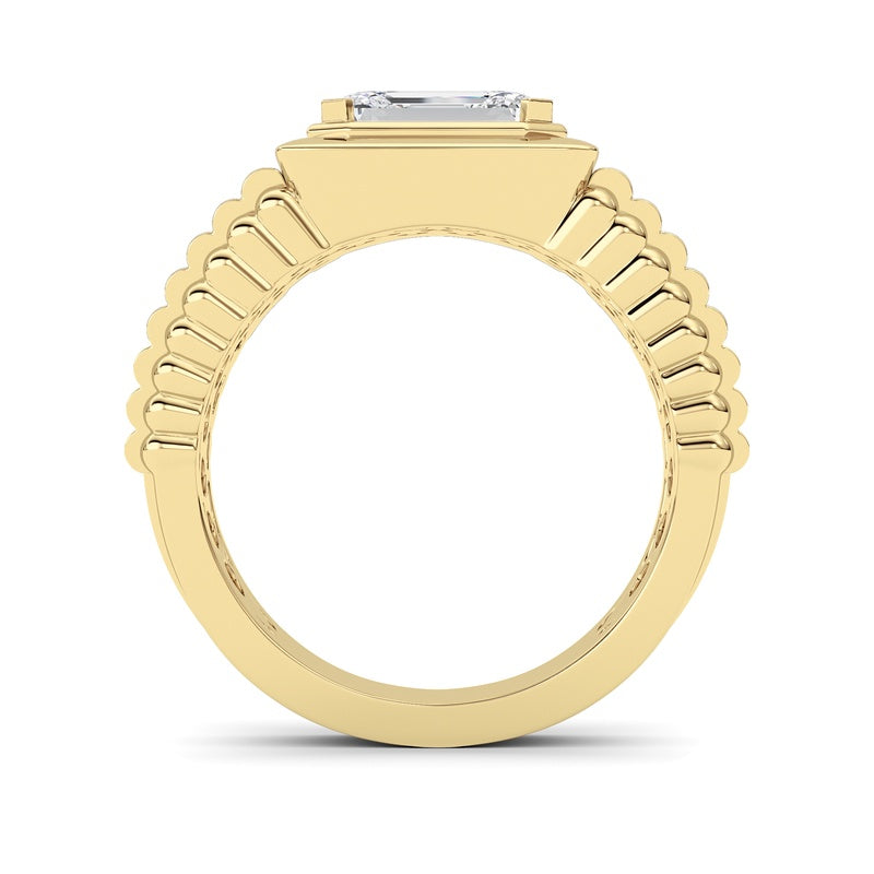 2.5CTW Emerald Shaped Lab Grown Diamond (F/VS) Mens Ring in 14K Gold