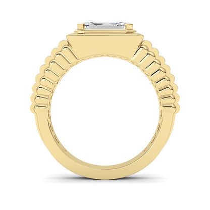 2.5CTW Emerald Shaped Lab Grown Diamond (F/VS) Mens Ring in 14K Gold