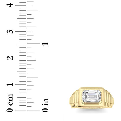 2.5CTW Emerald Shaped Lab Grown Diamond (F/VS) Mens Ring in 14K Gold