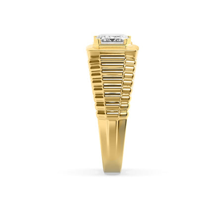 2.5CTW Emerald Shaped Lab Grown Diamond (F/VS) Mens Ring in 14K Gold