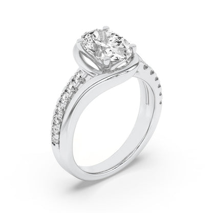 3.5CTW Oval Shaped Lab Grown Diamond (F/VS) Swirl Shank Accented Engagement RING in 14K Gold
