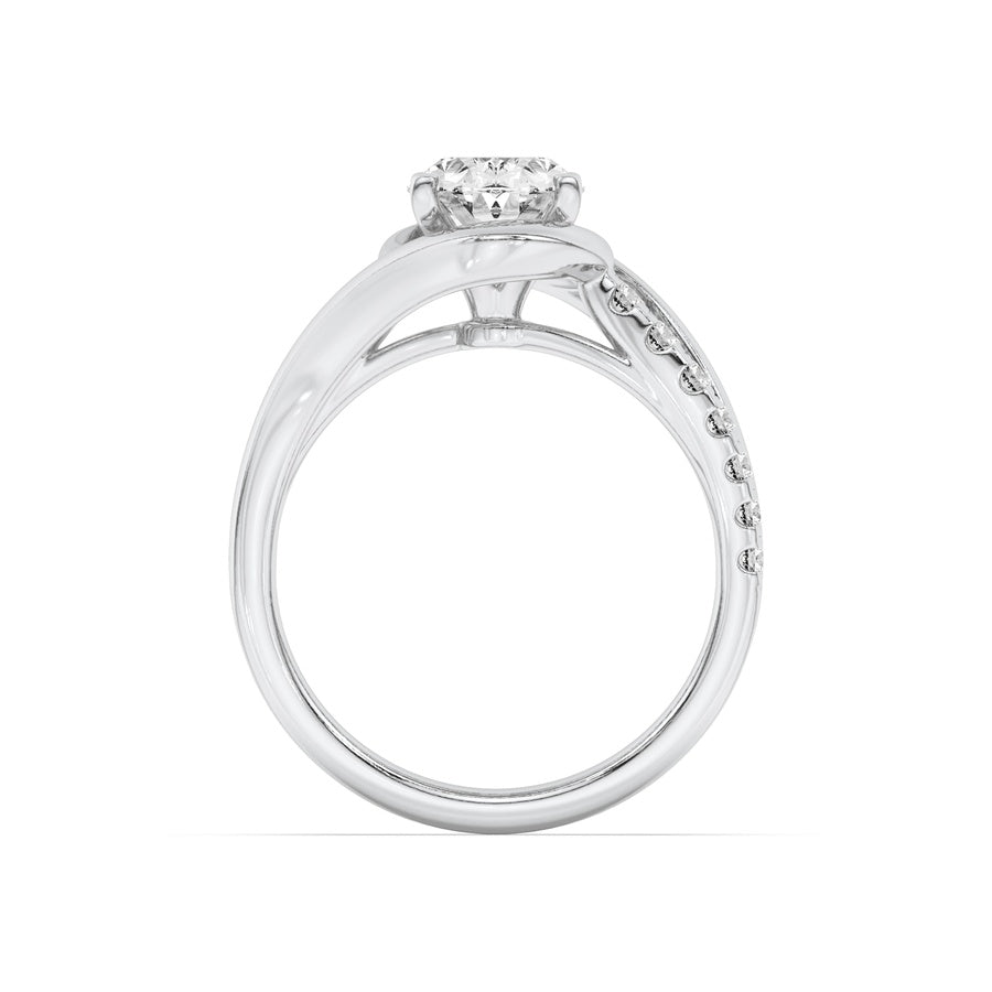 3.5CTW Oval Shaped Lab Grown Diamond (F/VS) Swirl Shank Accented Engagement RING in 14K Gold