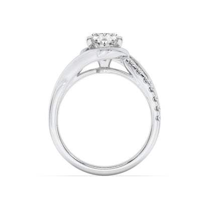 3.5CTW Oval Shaped Lab Grown Diamond (F/VS) Swirl Shank Accented Engagement RING in 14K Gold