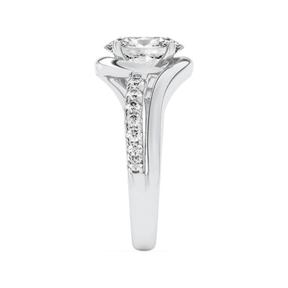 3.5CTW Oval Shaped Lab Grown Diamond (F/VS) Swirl Shank Accented Engagement RING in 14K Gold
