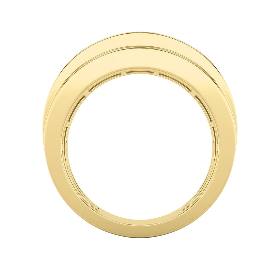 3CTW Princess Shaped Lab Grown Diamond (F/VS) Three Stone Channel Set Mens Ring in 14K Gold