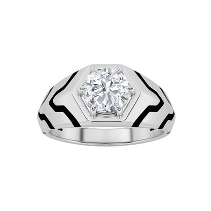1.5CTW Round Shaped Lab Grown Diamond (F/VS) Mens Ring in 14K White Gold