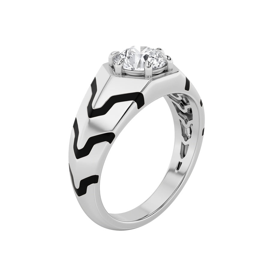 1.5CTW Round Shaped Lab Grown Diamond (F/VS) Mens Ring in 14K White Gold