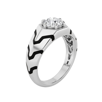 1.5CTW Round Shaped Lab Grown Diamond (F/VS) Mens Ring in 14K White Gold