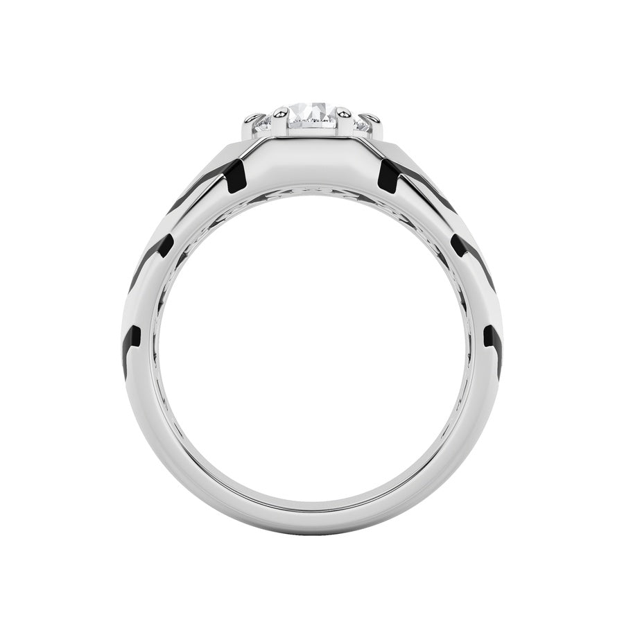 1.5CTW Round Shaped Lab Grown Diamond (F/VS) Mens Ring in 14K White Gold