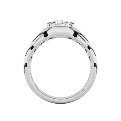 1.5CTW Round Shaped Lab Grown Diamond (F/VS) Mens Ring in 14K White Gold