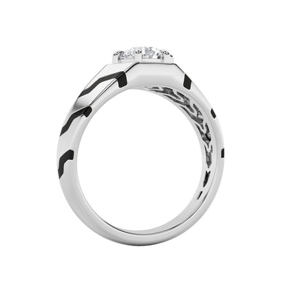1.5CTW Round Shaped Lab Grown Diamond (F/VS) Mens Ring in 14K White Gold