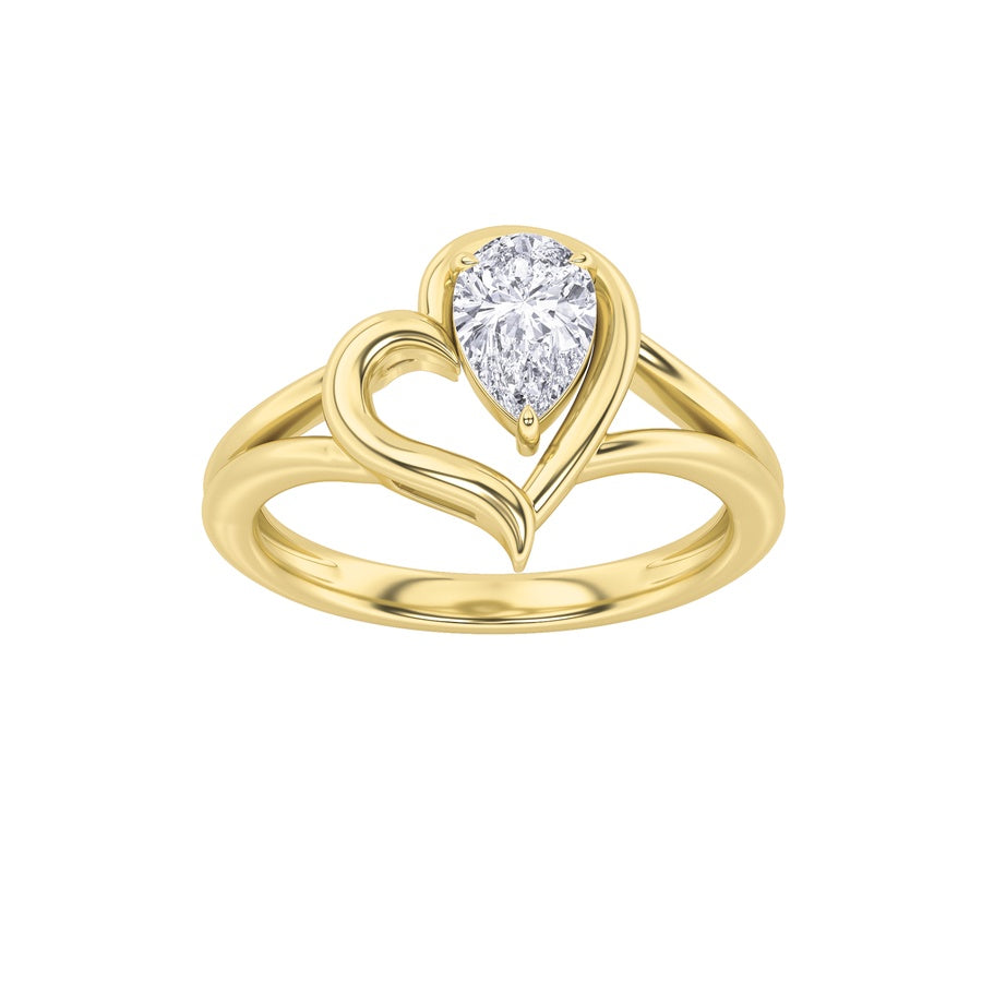 0.5CTW Pear Shaped Lab Grown Diamond (F/VS) Heart Ring in 14K  White Gold