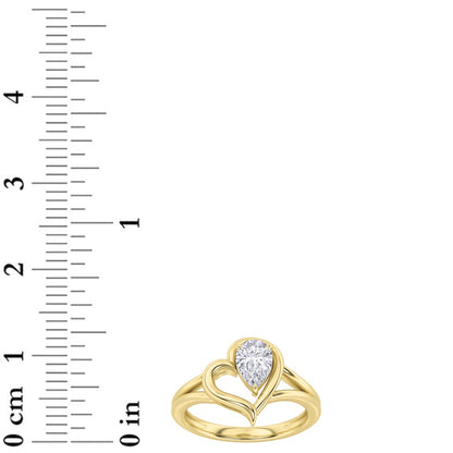 0.5CTW Pear Shaped Lab Grown Diamond (F/VS) Heart Ring in 14K  White Gold