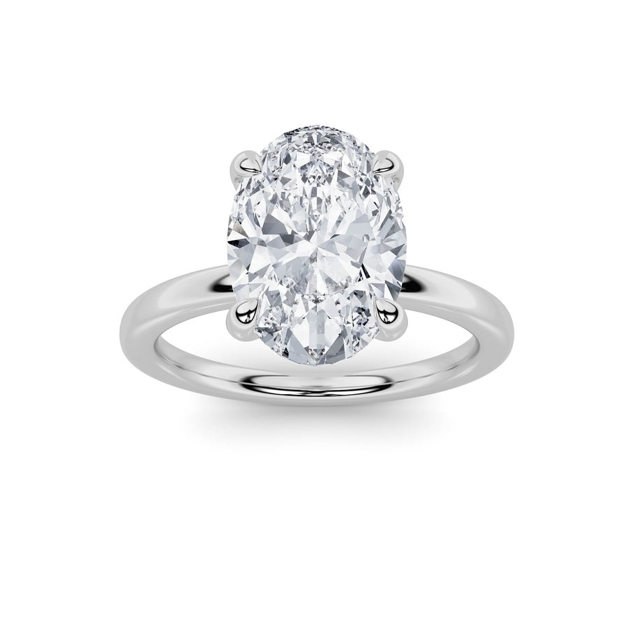 4CTW Oval Shaped Lab Grown Diamond Classic Solitaire Ring in 14K Gold (F/VS)